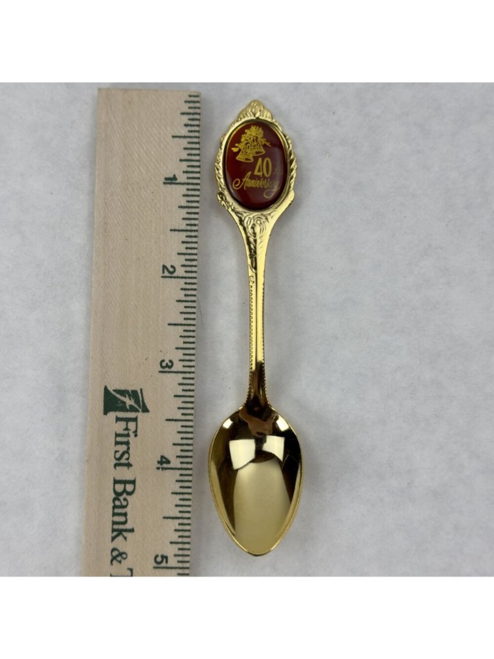 Vintage 40th Anniversary Gold-Plated Souvenir Spoon 5" Japan Stainless Steel - Picture 5 of 6